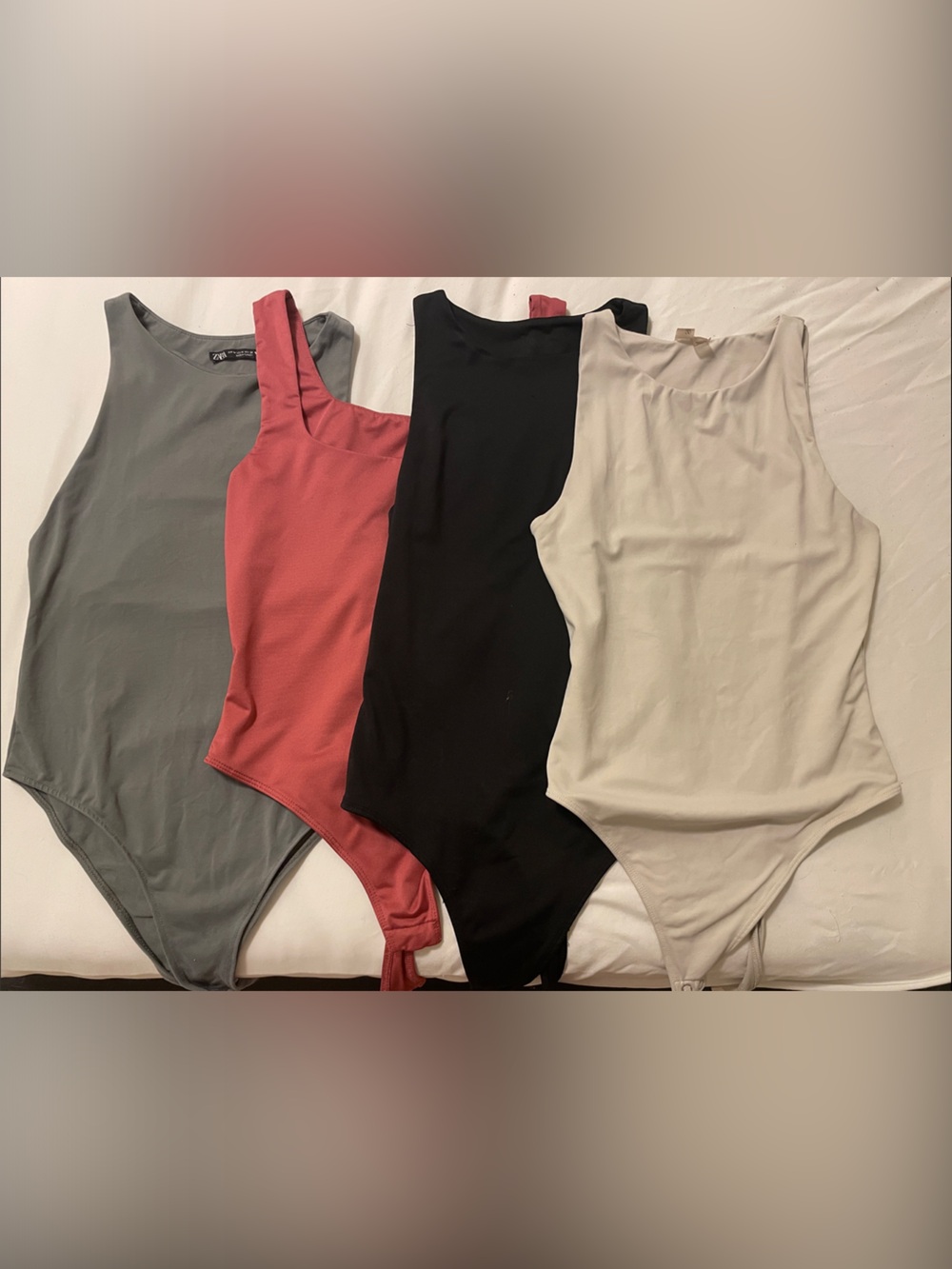 Everyday Sleeveless Bodysuits - Black, Coral, Sage, Cream (4-Pack)